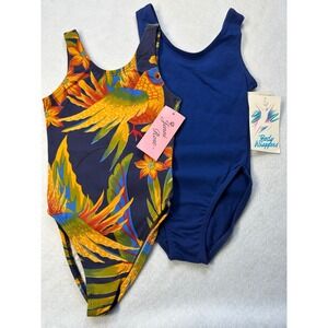 Jenni Rose & Body Wrappers Girls Leotard Set Tropical & Blue Size 8-10 NWT